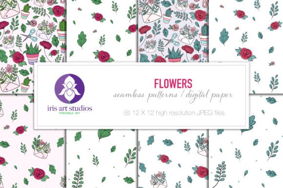 Download Seamless Flowers Pattern, Digital Paper - Premium Bundle