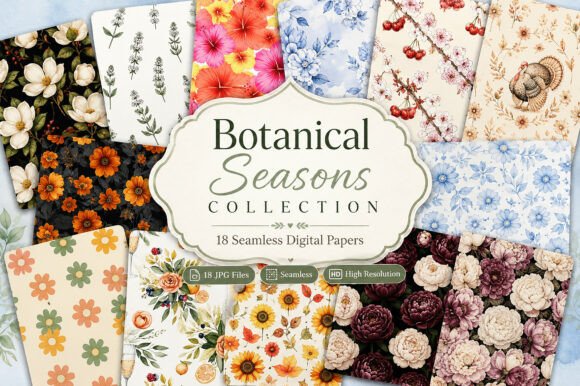 Download Botanical Seasons Seamless Paper - Seamless paper Collection