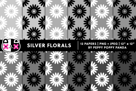 Download Silver Seamless Flowers Digital Paper - Premium Resources